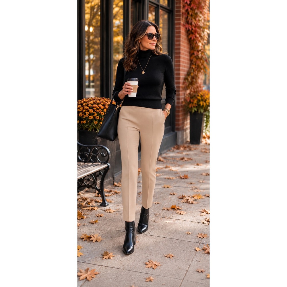 Chico's So Slimming Seamed Ankle Pants Size 0.5 US 6 Beige Tan Stretch